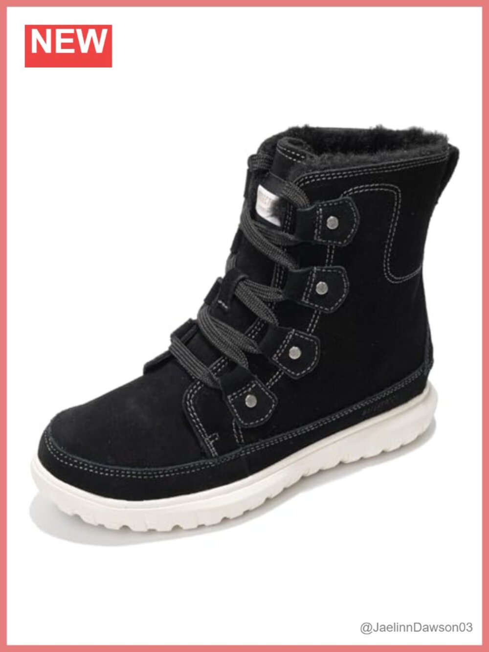 Women's Genuine Leather Waterproof Snow Boots Memory Foam Non-Slip Lace-Up